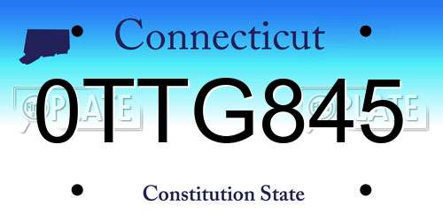 0TTG845 Connecticut License Plate