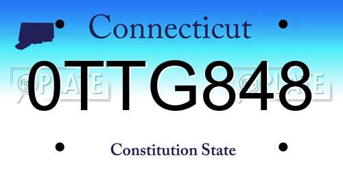 0TTG848 Connecticut License Plate