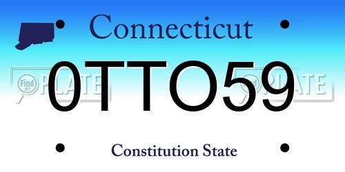 0TTO59 Connecticut License Plate