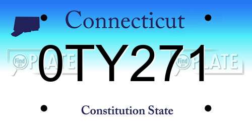 0TY271 Connecticut License Plate