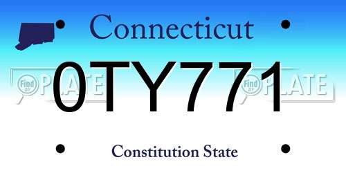 0TY771 Connecticut License Plate