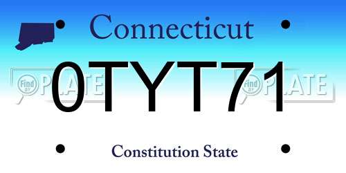 0TYT71 Connecticut License Plate