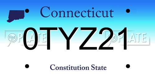 0TYZ21 Connecticut License Plate