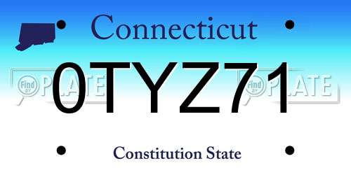 0TYZ71 Connecticut License Plate