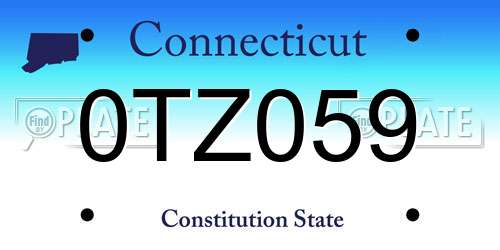 0TZ059 Connecticut License Plate