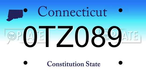 0TZ089 Connecticut License Plate