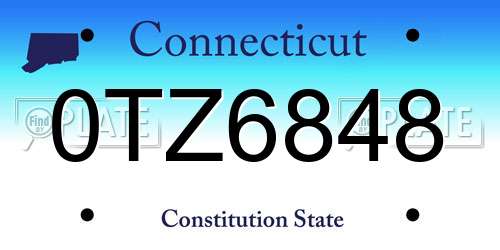 0TZ6848 Connecticut License Plate