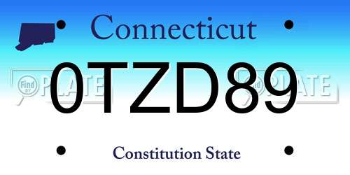 0TZD89 Connecticut License Plate