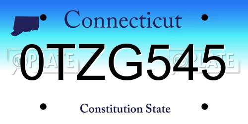 0TZG545 Connecticut License Plate