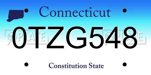 0TZG548 Connecticut License Plate
