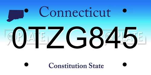 0TZG845 Connecticut License Plate