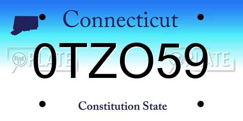 0TZO59 Connecticut License Plate