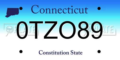 0TZO89 Connecticut License Plate