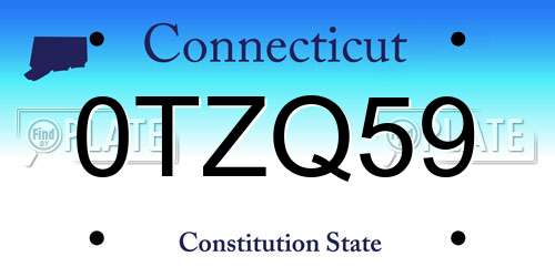 0TZQ59 Connecticut License Plate