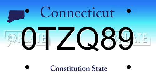 0TZQ89 Connecticut License Plate