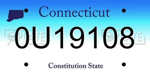 0U19108 Connecticut License Plate