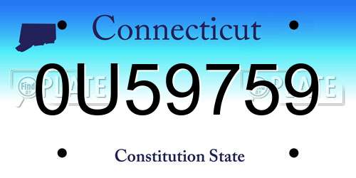 0U59759 Connecticut License Plate