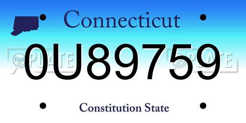 0U89759 Connecticut License Plate