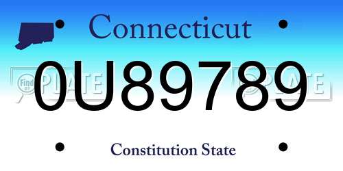 0U89789 Connecticut License Plate