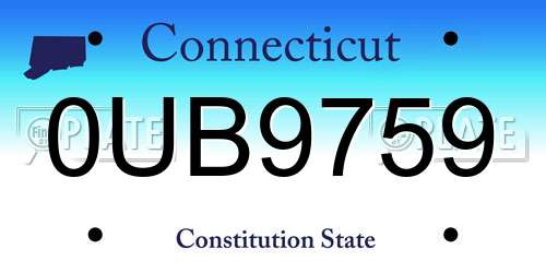 0UB9759 Connecticut License Plate