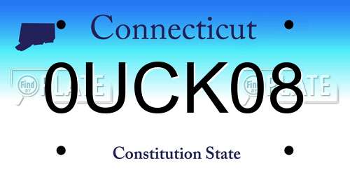 0UCK08 Connecticut License Plate