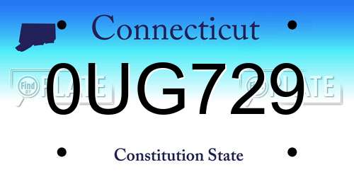 0UG729 Connecticut License Plate