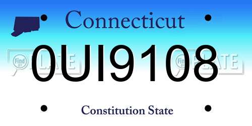 0UI9108 Connecticut License Plate
