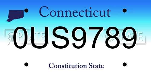 0US9789 Connecticut License Plate