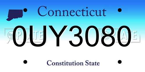 0UY3080 Connecticut License Plate