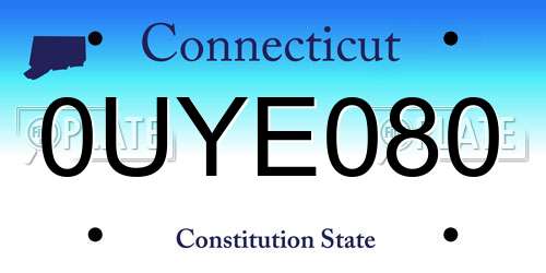 0UYE080 Connecticut License Plate
