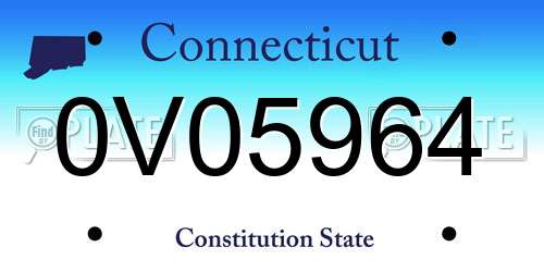 0V05964 Connecticut License Plate