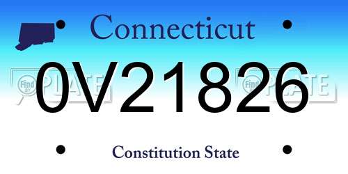 0V21826 Connecticut License Plate