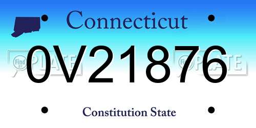 0V21876 Connecticut License Plate