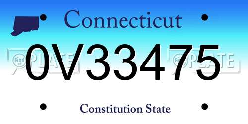 0V33475 Connecticut License Plate
