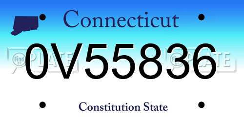 0V55836 Connecticut License Plate