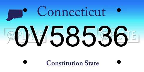 0V58536 Connecticut License Plate
