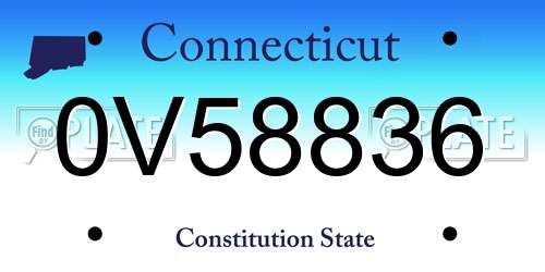 0V58836 Connecticut License Plate