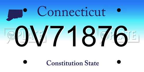 0V71876 Connecticut License Plate
