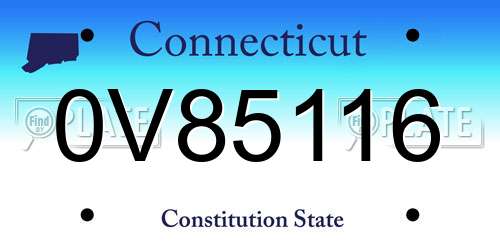 0V85116 Connecticut License Plate