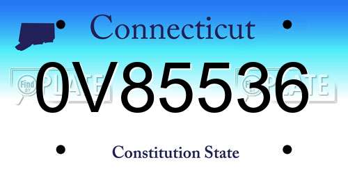 0V85536 Connecticut License Plate