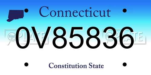 0V85836 Connecticut License Plate