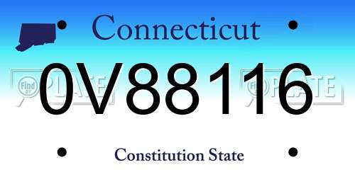 0V88116 Connecticut License Plate