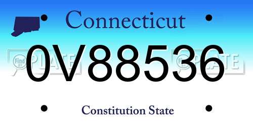 0V88536 Connecticut License Plate