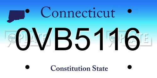 0VB5116 Connecticut License Plate