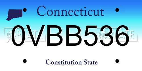 0VBB536 Connecticut License Plate