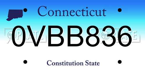 0VBB836 Connecticut License Plate