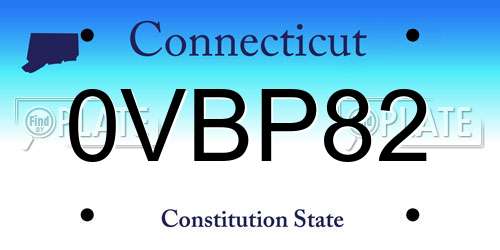 0VBP82 Connecticut License Plate