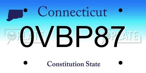 0VBP87 Connecticut License Plate