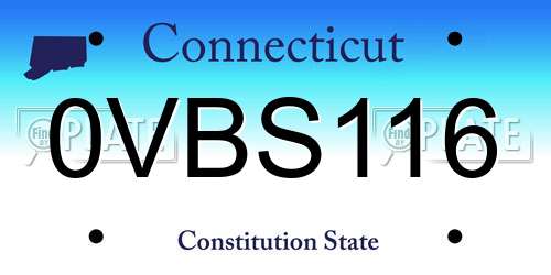 0VBS116 Connecticut License Plate