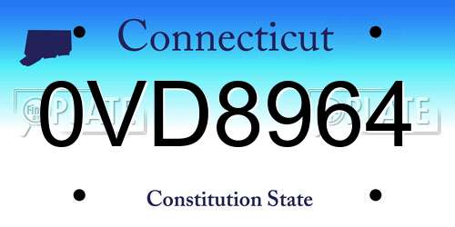 0VD8964 Connecticut License Plate
